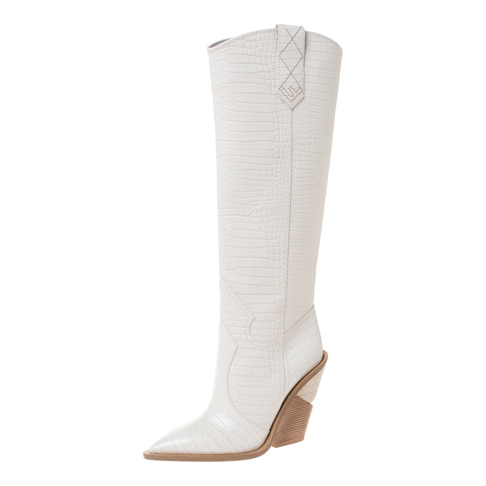STUNNING white embossed leather Fendi cowboy boots